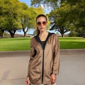 Women’s Reversible Quilted Jacket Black Brown Zip Front Coat Size 8